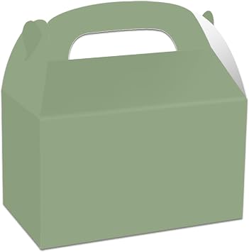 Partystadl 12 Pack Party Favor Boxes, Eco-Friendly Kraft Paper Candy Boxes with Handles, Sturdy Favor Boxes for Birthday, Holiday Events, and Snacks Olive Green