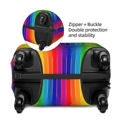 Rainbow Striped Print Luggage Suitcase Cover Protector Luggage Washable Covers With Concealed Zipper4