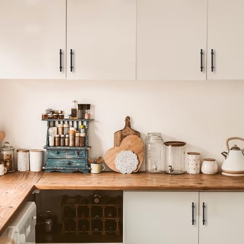 Image of Ravinte 15 Pack 6-3 /8 Inch Cabinet Pulls Matte Black Kitchen Cabinet Hardware Cupboard Handles with Square Base 6-3 /8 inch Length,4 inch Hole Center