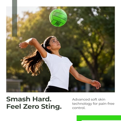 Image of Lifelong Volleyball for Kids, Teens & Adults | Lightweight PVC | Soft Touch Training Ball | Indoor & Outdoor Play | Beach, Pool & Recreational Play | Green | 8.6 inches