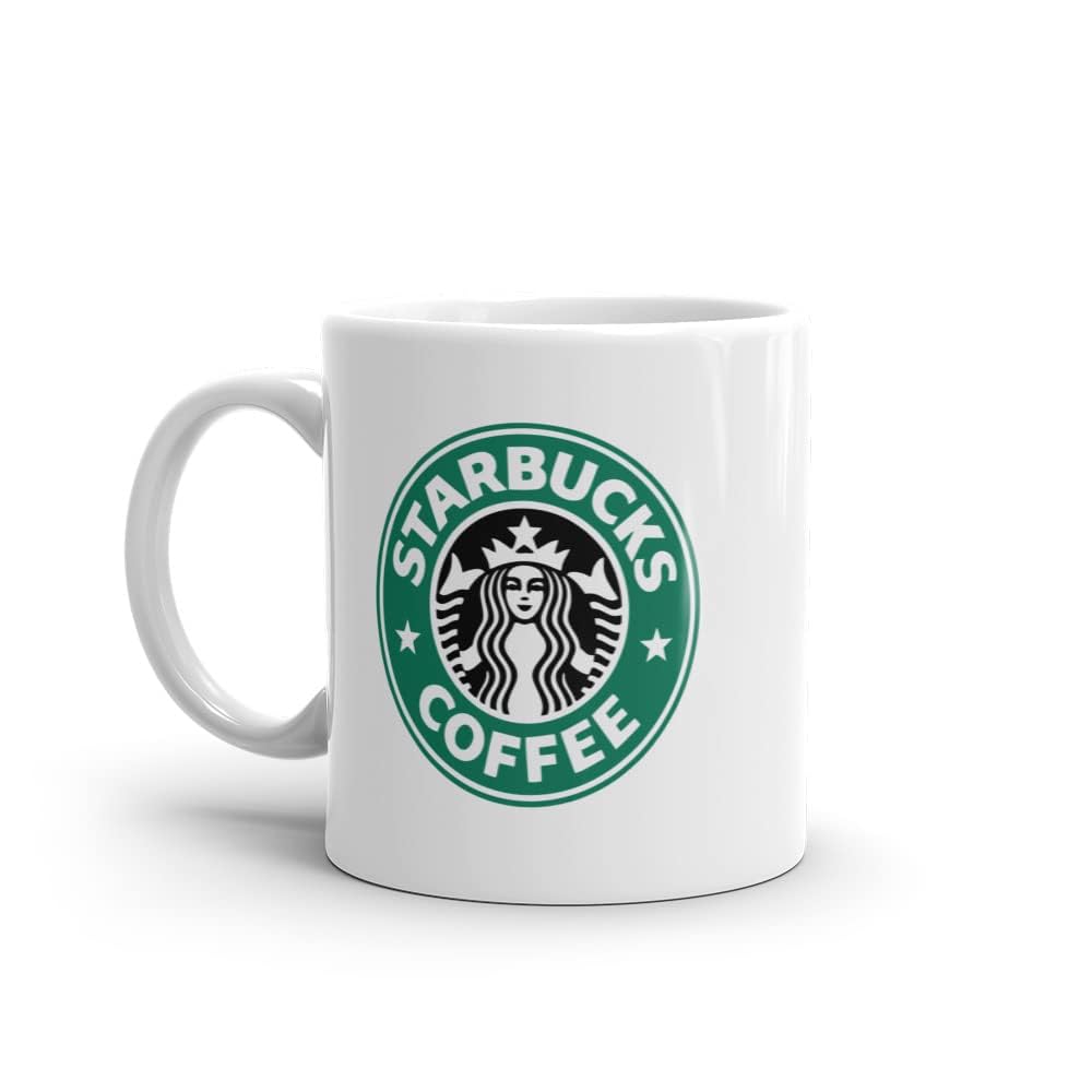 Naksh Enterprise Premium Ceramic Café Style Logo Printed Ceramic Coffee Mug | White Tea & Coffee Cup | 325 ml | Microwave & Dishwasher Safe | Office Home Gift Mug