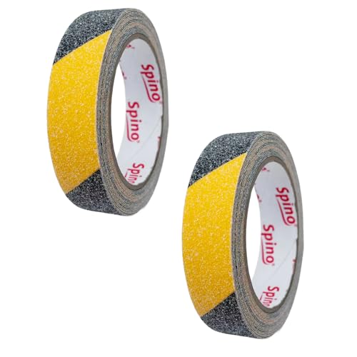 Image of YSDINK 2 Pack Anti Slip Tape, 25MM x 5M, Heavy Duty Non Slip Grip Tape High Traction, Waterproof Abrasive Safety Tape for Stairs, Steps, Ramps, Indoor/Outdoor (Yellow Black Twill)