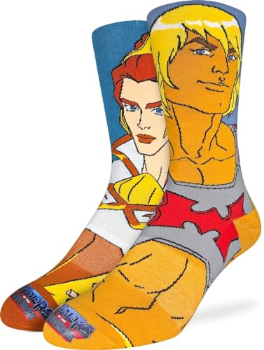 Good Luck Sock Men'S Masters Of The Universe & He-Man Socks, Adult, Masters Of The Universe, He-Man And Teela, Large
