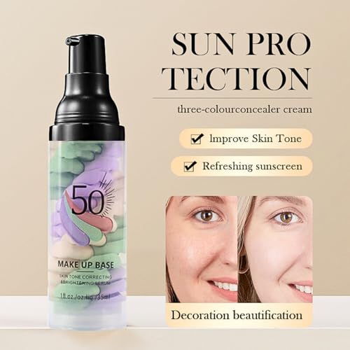 Primer Makeup Moisturising, Colour Correcting Primer with SPF 50+, Lightweight Primer Silky Cream, Long Lasting Make Up Primer - Image 3