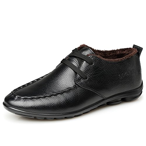 Chaussures occasionnelles de cuir coréenne hiver doublées chaudes en velours