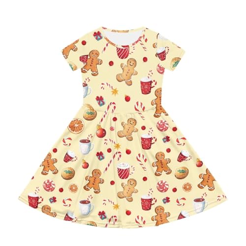 Image of Short Sleeve Dress for Girls with Pockets Cute Toddler Girl Clothes Summer 2-12