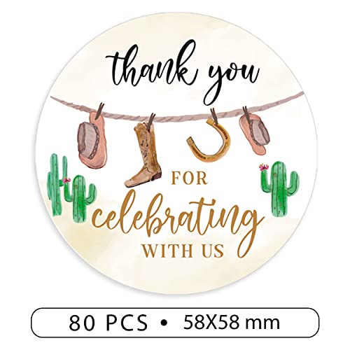 Apamr 2.4 Inch Cute Cowboy Thank You For Celebrating With Us Sitcker,Baby Shower Thank You Stickers,Cowboy Baby Shower Theme Favors Labels Decorations Supplies For Boys thumb #1