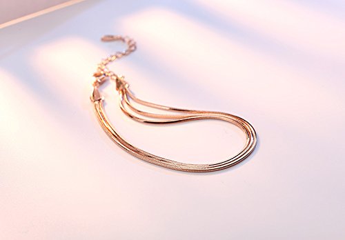 QIAN0813 Simple Rose gold Silver European Snake Chain Bracelets (rose gold) - Image 4