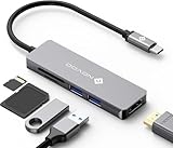 NOVOO USB C Hub 5 in 1 with HDMI 4K Adapter, 2 USB 3.0 Ports, 1 SD Memory Port, 1 microSD Card Reader Compatible with MacBook Pro 2017/2016, HW MateBook, Google Chromebook Pixel, Samsung S8 and More