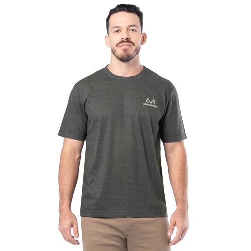 Realtree Mens Short Sleeve Graphic Performance Tee Moisture Wicking Lightweight T-Shirt for Hunting and Outdoor Lifestyle Black/Half & Half Small