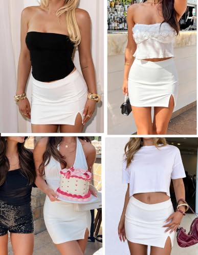 SimpleFun Fall Skirts for Women Short Length Skinny 90S White Mini Skort L - image 4