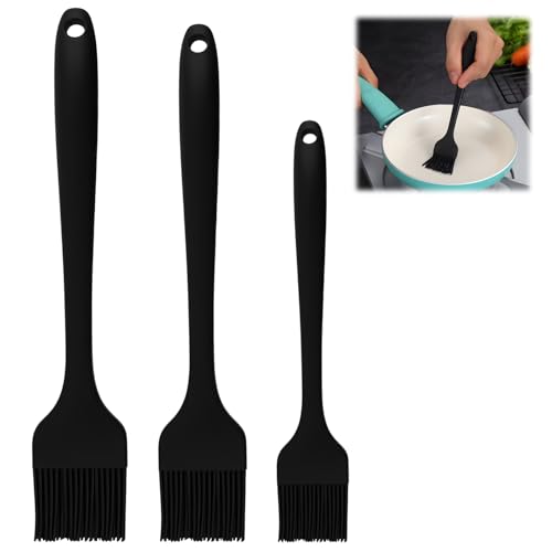 Lot de 3 pinceaux de cuisson en Silicone Résistant à la Chaleur, Pinceau de Cuisson et Pâtisserie Sans BPA pour Barbecue, Marinades, Glaçage, Huile et...