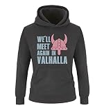 Comedy Shirts We'll Meet Again in Valhalla Vikings Sweat à capuche pour fille avec poche kangourou à manches longues et imprimé - Noir - 10 ans