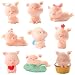 NTCL 9 Pcs Mini Cochon Rose Mignon Figurine Petit Cochon Déco Chanceux Cochons Figure Décoration Figures Animales Modèles Lucky Pigs Cupcake Toppers Cupcake Décoration Gâteau Cochon Sucré