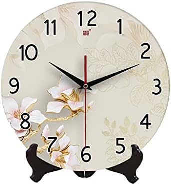 Table Clock Clock Ceramic Chinese Mute Desk Clock Desktop Table Clock Desktop Ornaments Home Bedroom Clock Wall Clock 10.03/11.81 Inches Desk Clock (Brass 2) (1 2)