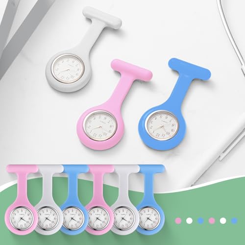 Image of Kenning 15 Pack Clip on Nurse Watches for Women Men, Silicone Lapel Pin Pocket Fob Stethoscope Watch with Second Hand for Employee Appreciation CNA Week Doctor Nurse Student Graduation Gift