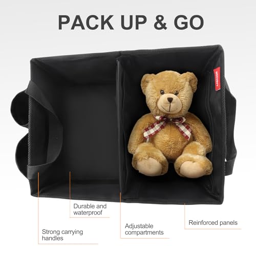 WOCVRYY Autositz Organizer Auto Kinder Rücksitz Zubehör Innenraum Frauen Beifahrersitz Organizer für Spielzeug Bücher Snacks mit Getränkehalter Gurtbefestigung