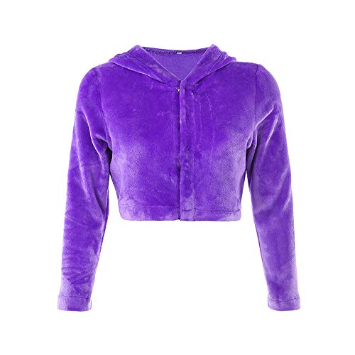D-Unique Women Fluffy Teddy Bear Coat Embroidery Faux Fur Warm Jacket Purple