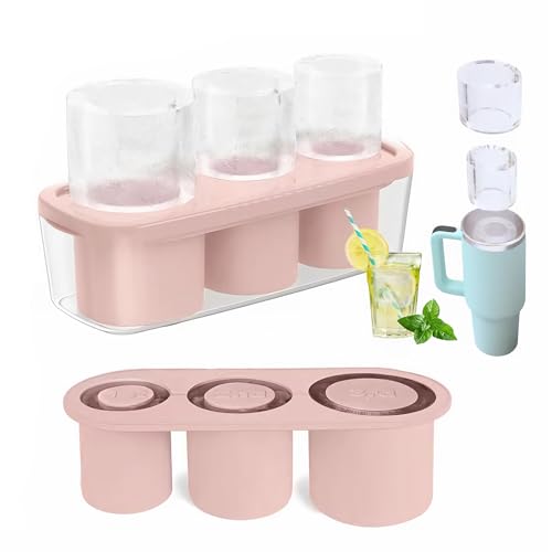 Generic Stanley Ice Cube Tray - Pink Food-Grade Silicone Ice Mold with Lid, 11.2*4.5*3.3