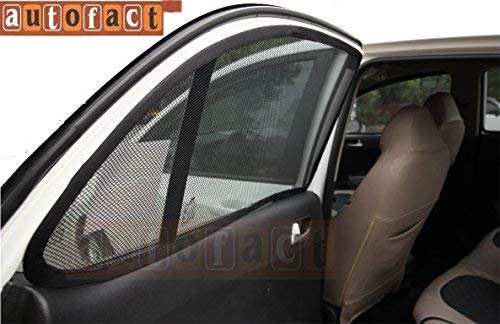 Image of Autofact Magnetic Car Sunshades Compatible with Renault Triber (Set of 4) - Easy Installation, UV Protection, Keeps Car Cool (Front 2 with Zippers for Easy Access, Rear 2 Without Zippers)