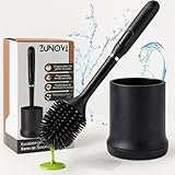 Escobilla de baño con dispensador de jabón | Cepillo Inodoro de Silicona | Diseño Moderno y ventilado con Soporte para Pared |Escobillero WC higiénico (Negro)
