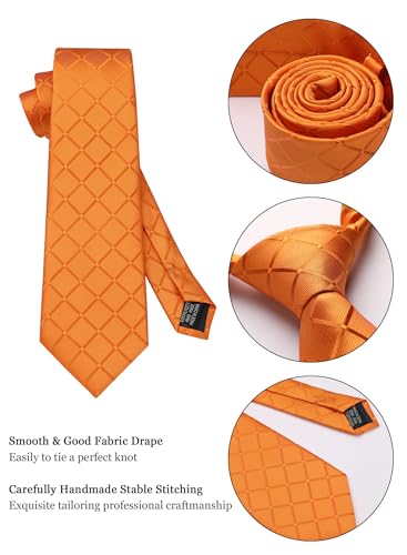 Image of Striped Plaid Polka Dot Mens Tie Formal Necktie Pocket Squares Ties Clips Cufflinks Classic for Men Set
