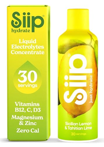 Siip Electrolytes Water Enhancer, Makes 30 Drinks, with Vitamin B12, Vitamin C, Vitamin D3, Magnesium, Zinc, Sicilian Lemon & Tahitian Lime Flavour