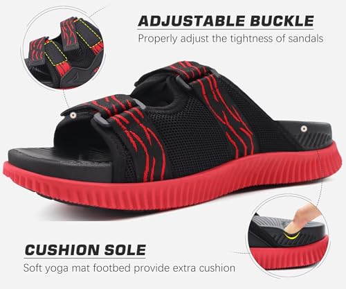 Image of KuaiLu Mens Orthotic Sandals Athletic Thick Cushion Recovery Sport Slides Adjustable Strap Open Toe Walking Sandles With Comfortable Plantar Fasciitis Arch Support