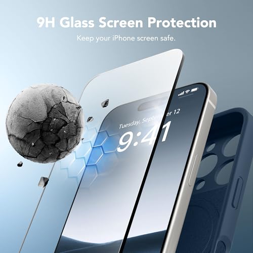 Image of Magnetic for iPhone 16 Pro Case, Compatible with MagSafe, [Full Camera Protection][Screen Protector] Silicone Shockproof Protective Phone Case for iPhone 16 Pro 6.3 inch, Cobalt Blue