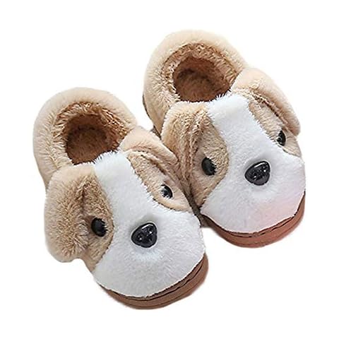 Women/Kids Cute Dog Pattern Fleece Indoor Outdoor Slippers Memory Foam Non-Slip Home Shoes Red Cover