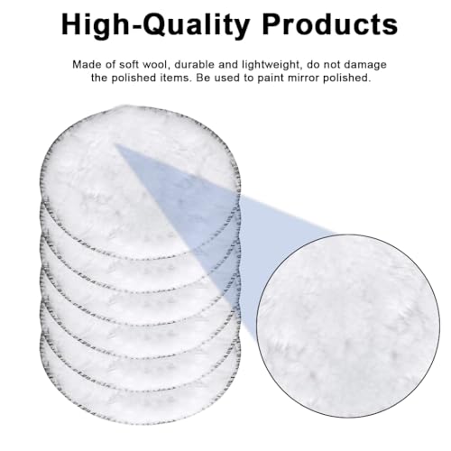 Image of STHIRA 5Pcs Wool Polishing Pad Set with Drill Backing Plate, 5'' Wool Buffing Pads for Car Detailing, Waxing, Paint Correction and Mirror Finish