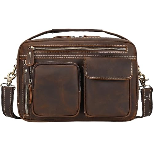 Grand sac à bandoulière en cuir pour hommes avec finitions rétro