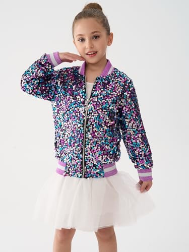 Image of 2Bunnies Girl Ombre Pastel Gradient Shimmer Sparkle Colorful Sequin Bomber Jacket