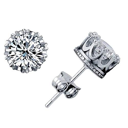 OOMPH Jewellery Pair of Silver & Gold Tone Round Cubic Zirconia Ear Stud Earrings For Men & Boys