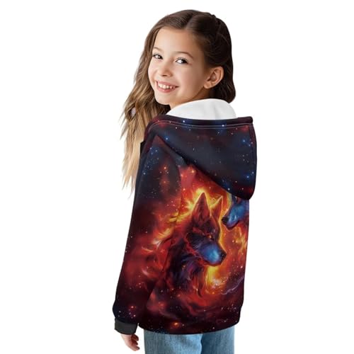 Kids Zip Up Hoodie Sweatshirt Long Sleeve Fleece Lined Pullover Top Fall Winter Warm Jacket with Pockets Size S-XL2