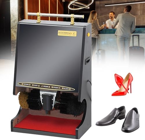 Automatic Electric Shoe Polisher Machine - Fully Automatic Induction Polisher with Non-Slip Handles & Handrail for Shoes, Boots, Bags & Sofas - Silver Color