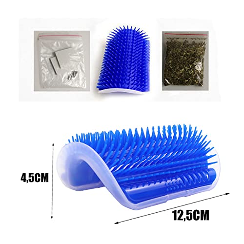 Auto Escova De Parede Tira Remove Os Pelos Dos Gatos Com Erva Catnip Massagem Azul Linha E Limpeza P