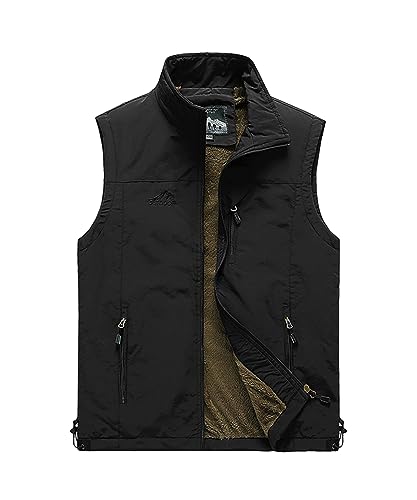 Chaleco de invierno para hombre con forro polar cálido y multibolsillos