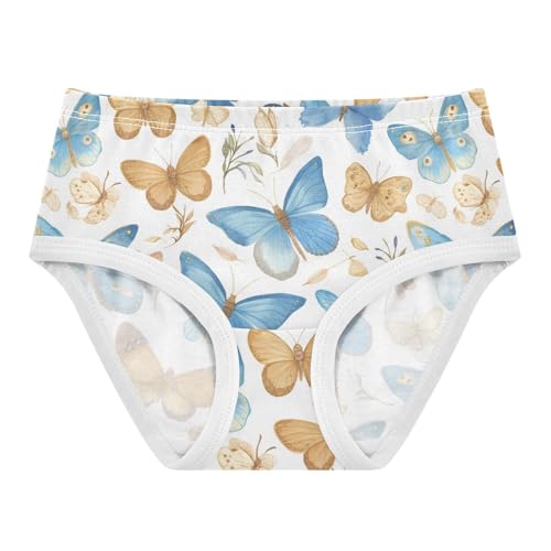 Wusikd Watercolor Blue Girls' Underwear Cotton Brown Butterfly Girls Briefs Soft Toddler Underwear 2T