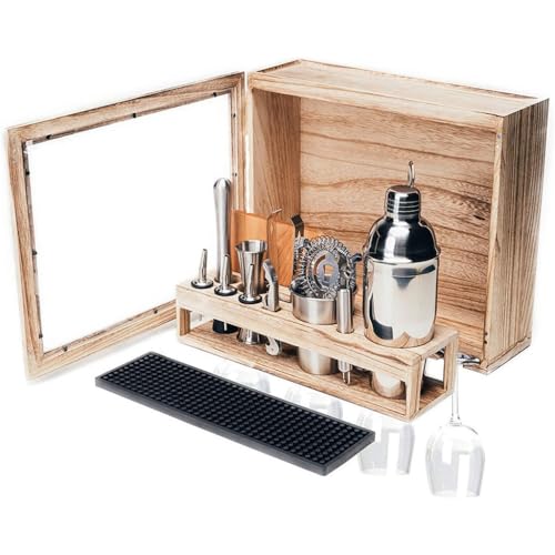 Set coctelera con utensilios de bartender acero inox 17 piezas