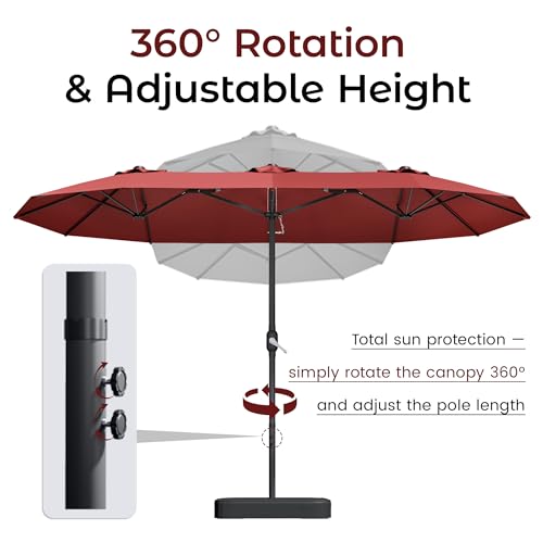 15ft Double-Sided Patio Outdoor Umbrella with Base Include,Wine Red by DomeShade - Used condition - Image 9