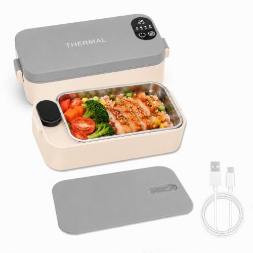 Image of SL Euthtion Cordless Electric Lunch Box,Battery-Powered Heated,7200mAh usb Rechargeable Self-Heating Food Warmer with Smart Timer Function,0.9L Large Capacity for Travel,RV,Offices