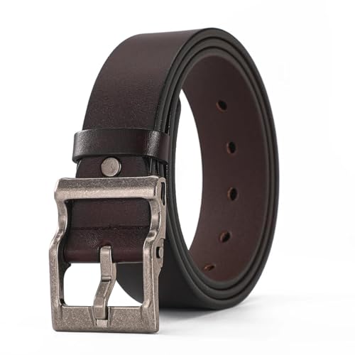Ceinture en cuir pour homme avec boucle ardillon rétro et alliage pur