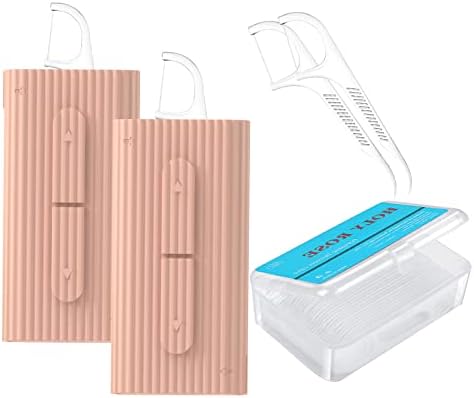 Portable Travel Flosser Dispenser Holy Rose Dental Floss Picks Storage Case with Toothpicks Floss Sticks Dental Picks for Teeth Cleaning. (Pink 1)
