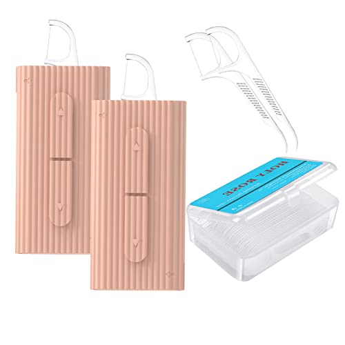 Portable Travel Flosser Dispenser Holy Rose Dental Floss Picks Storage Case With Toothpicks Floss Sticks Dental Picks For Teeth Cleaning. (Pink 1) #TOP2