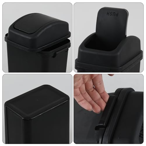 Image of Cand 4-Pack 1.8 Gallon Plastic Swing Top Trash Can, Small Garbage Can with Swing Lid, Black