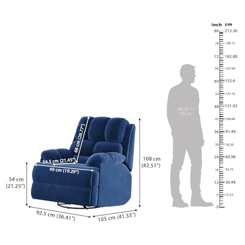 Image of Wakefit Recliner | 3 Year Warranty | Recliner Sofa 1 Seater, XpertGRID Technology, Designed for Supreme Comfort & Relaxation, Easy DIY Assembly, 145 kg Weight Capacity, Electic Virelia (Blue)