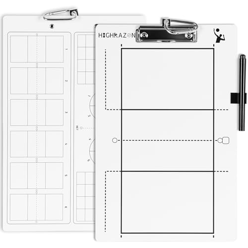 HIGHRAZON Volleyball Coaches Clipboard, White Double-Sided Dry Erase Coach Clipboard, Volleyball Whiteboard for Coaches, Lineup White Board with Marker for Coaches Gift, 10Pack