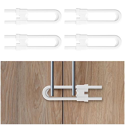 Vicloon 4 Pezzi Chiusure Sicurezza Bambini Riutilizzabili a Forma di U, Chiusure Sicurezza Bambini, Bambino Serrature di Sicurezza per Cassetto, Armadio, Guardaroba, Non Necessitano Attrezzi