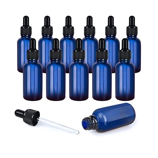 12 Stück, 30 ml Glasflasche, blau, leere Flasche mit Glasflasche, für ätherische Öle